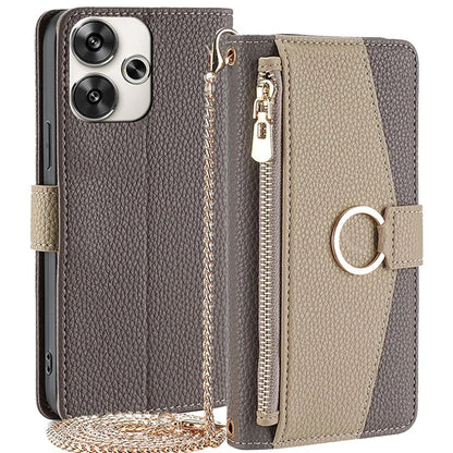 For Xiaomi Redmi Turbo 3 5G / Poco F6 5G Phone Case Zipper Wallet Stand Leather Cover with Mirror Function