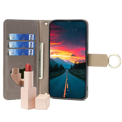 For Xiaomi Redmi Turbo 3 5G / Poco F6 5G Phone Case Zipper Wallet Stand Leather Cover with Mirror Function