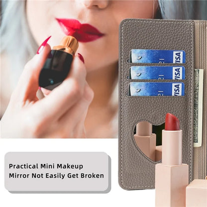 For Xiaomi Redmi Turbo 3 5G / Poco F6 5G Phone Case Zipper Wallet Stand Leather Cover with Mirror Function