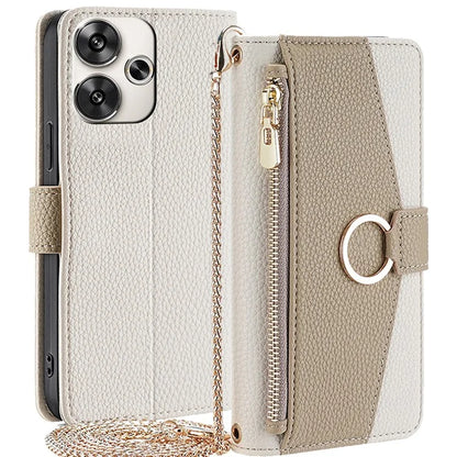 For Xiaomi Redmi Turbo 3 5G / Poco F6 5G Phone Case Zipper Wallet Stand Leather Cover with Mirror Function
