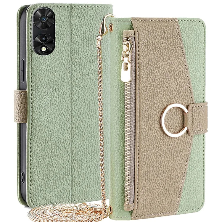 For TCL 505 Case with Crossbody Strap Makeup Mirror Stand Wallet Phone Cover