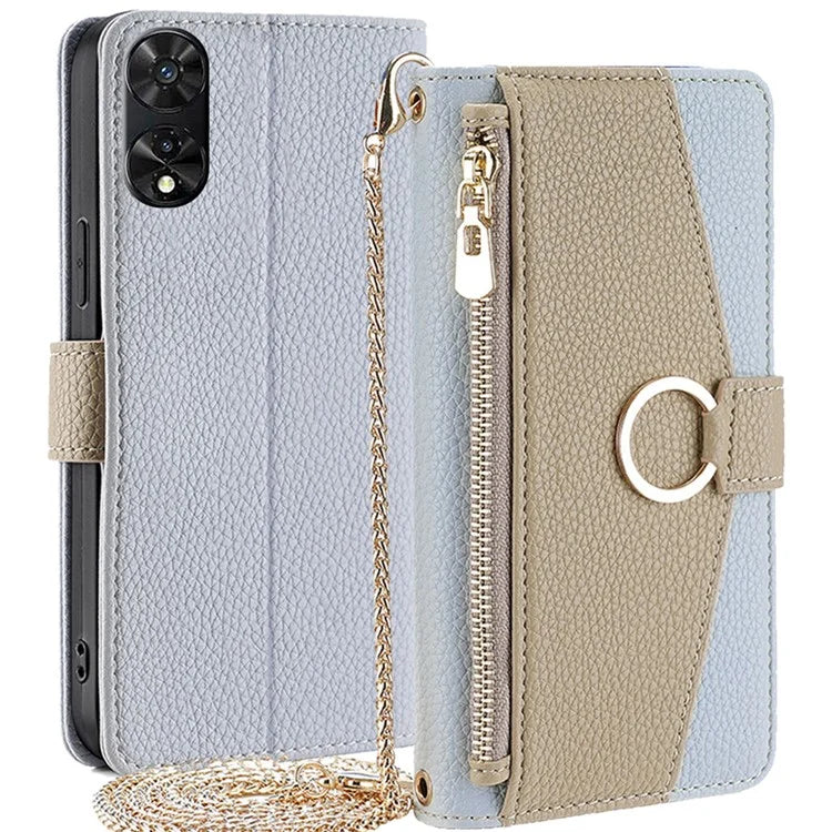 For TCL 505 Case with Crossbody Strap Makeup Mirror Stand Wallet Phone Cover