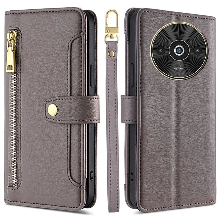 For Xiaomi Redmi A3 / Poco C61 4G Case PU Leather Cash Pocket Phone Cover with Crossbody Strap