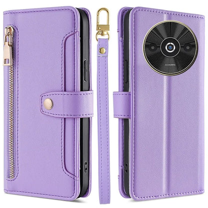 For Xiaomi Redmi A3 / Poco C61 4G Case PU Leather Cash Pocket Phone Cover with Crossbody Strap