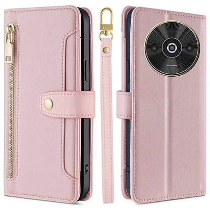 For Xiaomi Redmi A3 / Poco C61 4G Case PU Leather Cash Pocket Phone Cover with Crossbody Strap