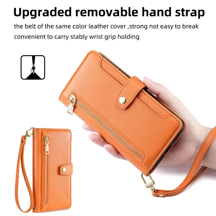 For Xiaomi Redmi Turbo 3 5G / Poco F6 5G Case PU Leather Zipper Flip Phone Cover with 6 Card Slots