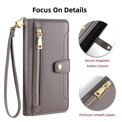 For Xiaomi Redmi Turbo 3 5G / Poco F6 5G Case PU Leather Zipper Flip Phone Cover with 6 Card Slots