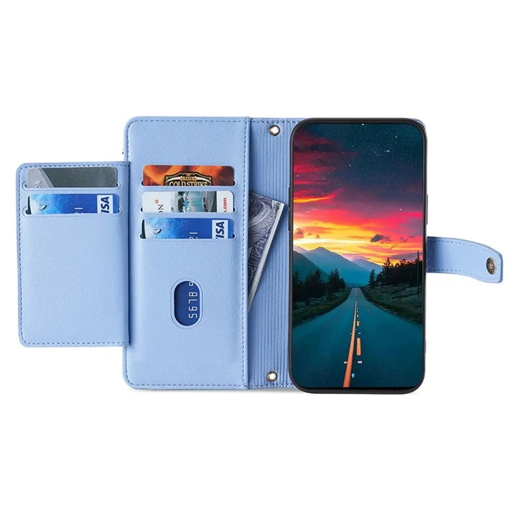 For Xiaomi Redmi Turbo 3 5G / Poco F6 5G Case PU Leather Zipper Flip Phone Cover with 6 Card Slots