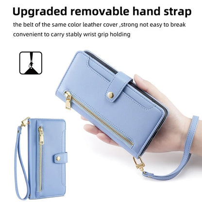 For Xiaomi Redmi Turbo 3 5G / Poco F6 5G Case PU Leather Zipper Flip Phone Cover with 6 Card Slots
