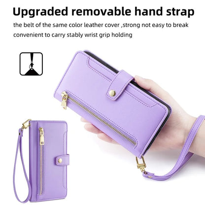 For Xiaomi Redmi Turbo 3 5G / Poco F6 5G Case PU Leather Zipper Flip Phone Cover with 6 Card Slots