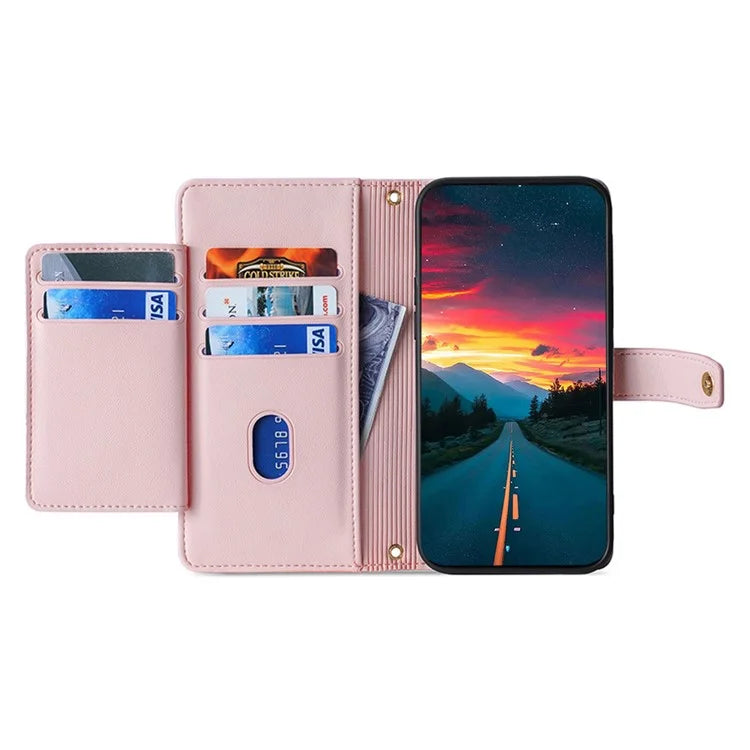 For Xiaomi Redmi Turbo 3 5G / Poco F6 5G Case PU Leather Zipper Flip Phone Cover with 6 Card Slots
