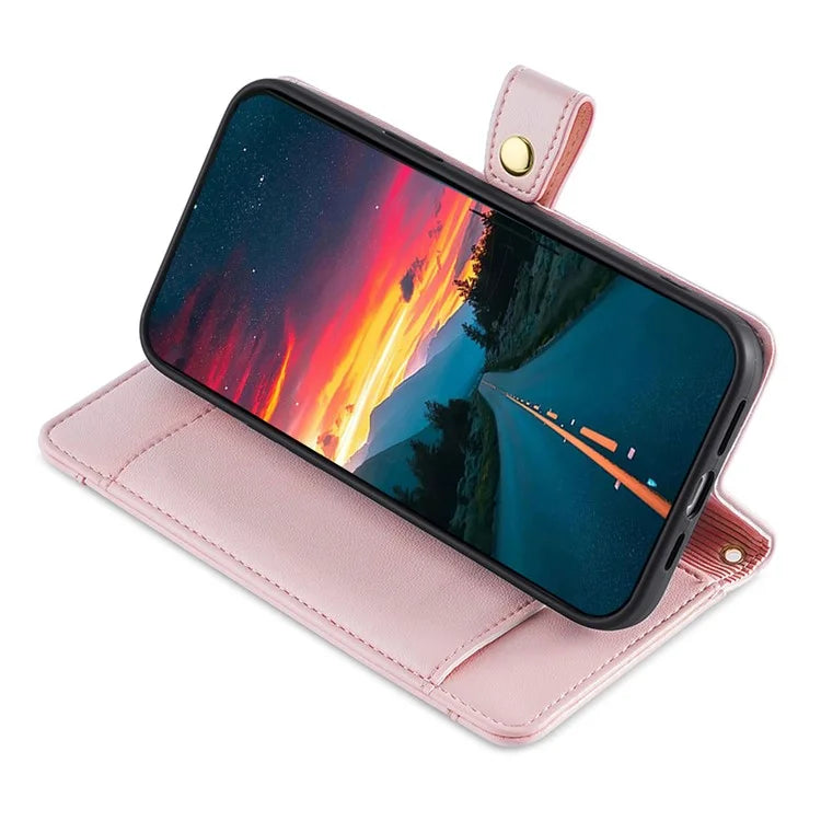 For Xiaomi Redmi Turbo 3 5G / Poco F6 5G Case PU Leather Zipper Flip Phone Cover with 6 Card Slots