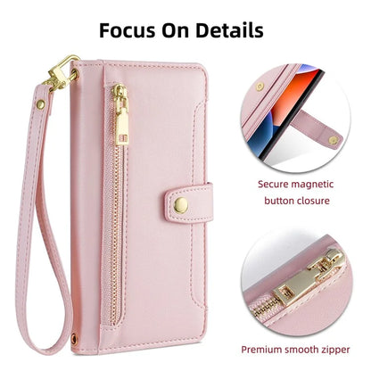 For Xiaomi Redmi Turbo 3 5G / Poco F6 5G Case PU Leather Zipper Flip Phone Cover with 6 Card Slots