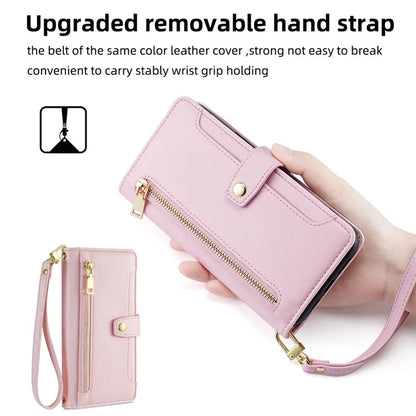 For Xiaomi Redmi Turbo 3 5G / Poco F6 5G Case PU Leather Zipper Flip Phone Cover with 6 Card Slots