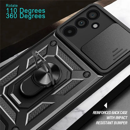 For Samsung Galaxy M55 5G / C55 5G / F55 5G Case Kickstand PC+TPU Phone Shell with Slide Camera Protective Cover