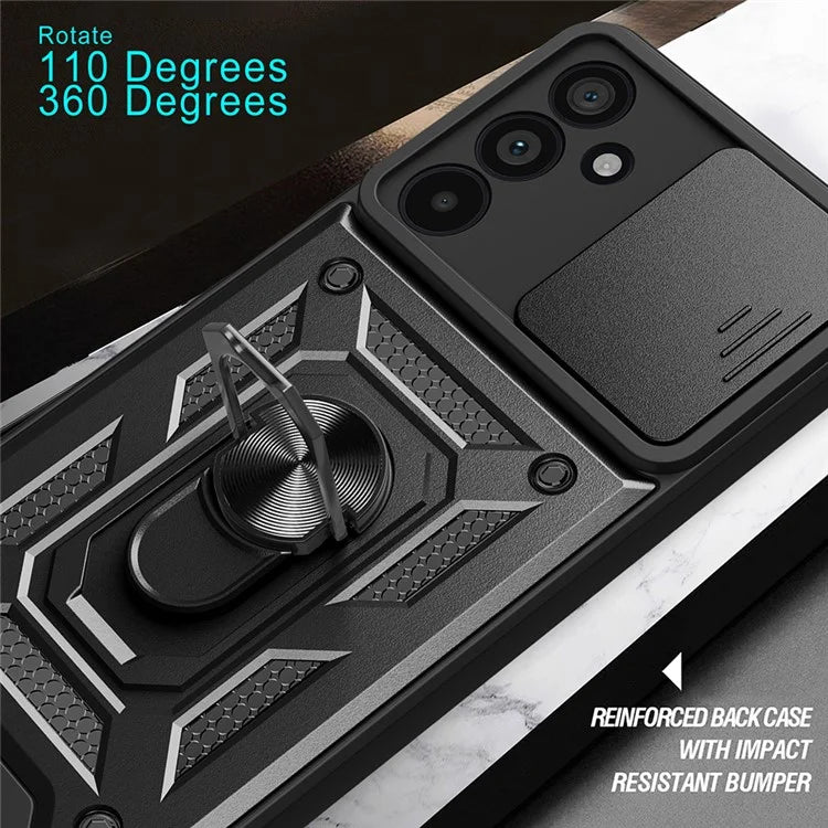For Samsung Galaxy M55 5G / C55 5G / F55 5G Case Kickstand PC+TPU Phone Shell with Slide Camera Protective Cover