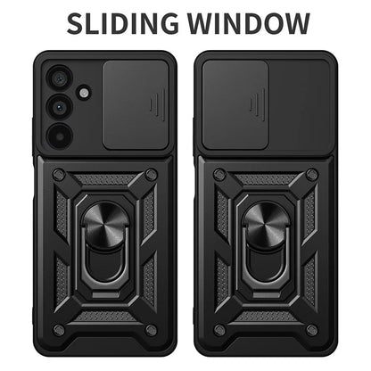 For Samsung Galaxy M55 5G / C55 5G / F55 5G Case Kickstand PC+TPU Phone Shell with Slide Camera Protective Cover