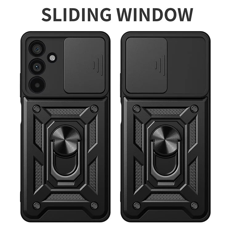 For Samsung Galaxy M55 5G / C55 5G / F55 5G Case Kickstand PC+TPU Phone Shell with Slide Camera Protective Cover