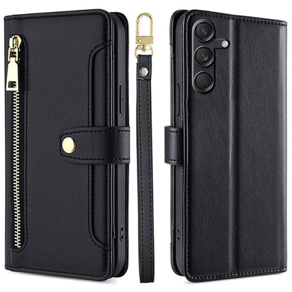 For Samsung Galaxy M55 5G / C55 5G / F55 5G Wallet Case PU Leather Zipper Phone Cover with 2 Straps