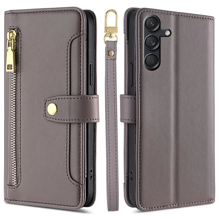 For Samsung Galaxy M55 5G / C55 5G / F55 5G Wallet Case PU Leather Zipper Phone Cover with 2 Straps