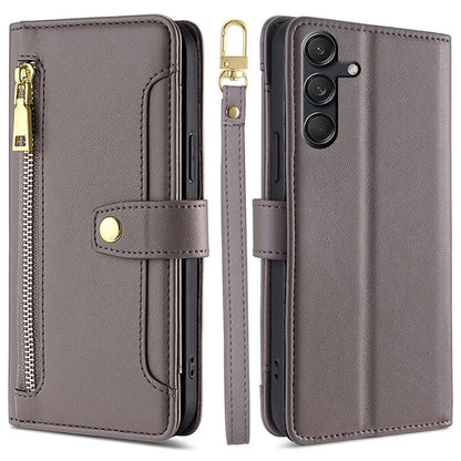 For Samsung Galaxy M55 5G / C55 5G / F55 5G Wallet Case PU Leather Zipper Phone Cover with 2 Straps