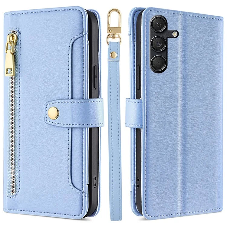 For Samsung Galaxy M55 5G / C55 5G / F55 5G Wallet Case PU Leather Zipper Phone Cover with 2 Straps