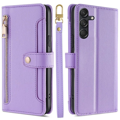For Samsung Galaxy M55 5G / C55 5G / F55 5G Wallet Case PU Leather Zipper Phone Cover with 2 Straps