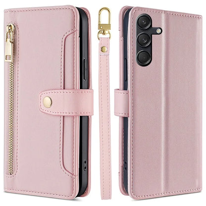 For Samsung Galaxy M55 5G / C55 5G / F55 5G Wallet Case PU Leather Zipper Phone Cover with 2 Straps