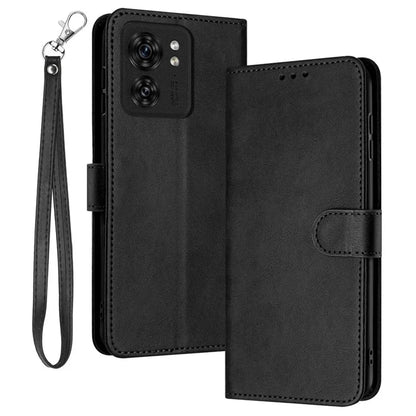 For Motorola Edge 40 5G / Edge (2023) 5G Leather Wallet Cell Phone Case Calf Texture Cover with Strap