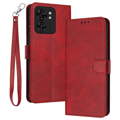 For Motorola Edge 40 5G / Edge (2023) 5G Leather Wallet Cell Phone Case Calf Texture Cover with Strap