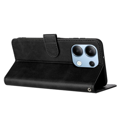 Cell Phone Case for Xiaomi Redmi Note 13 4G Leather Calf Texture Cover with Strap