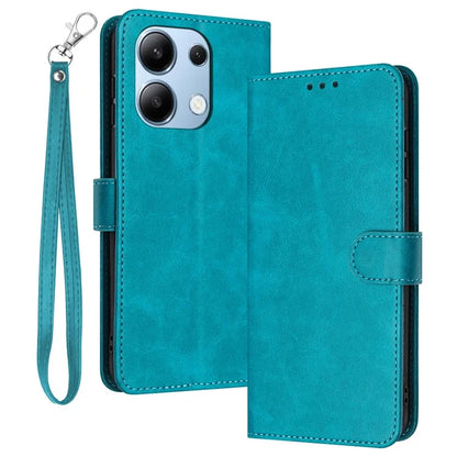 Cell Phone Case for Xiaomi Redmi Note 13 4G Leather Calf Texture Cover with Strap