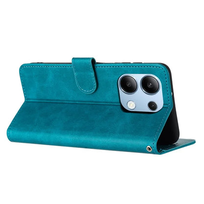 Cell Phone Case for Xiaomi Redmi Note 13 4G Leather Calf Texture Cover with Strap