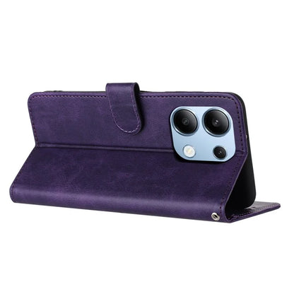 Cell Phone Case for Xiaomi Redmi Note 13 4G Leather Calf Texture Cover with Strap