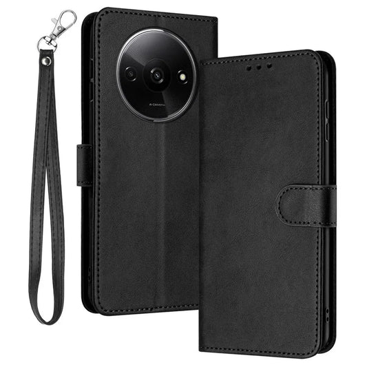 For Xiaomi Redmi A3 / Poco C61 4G Case Magnetic Clasp Leather Wallet Stand Phone Cover with Strap