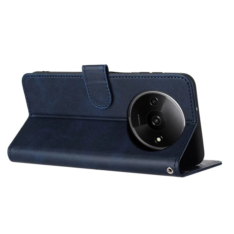 For Xiaomi Redmi A3 / Poco C61 4G Case Magnetic Clasp Leather Wallet Stand Phone Cover with Strap