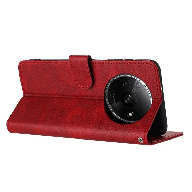 For Xiaomi Redmi A3 / Poco C61 4G Case Magnetic Clasp Leather Wallet Stand Phone Cover with Strap