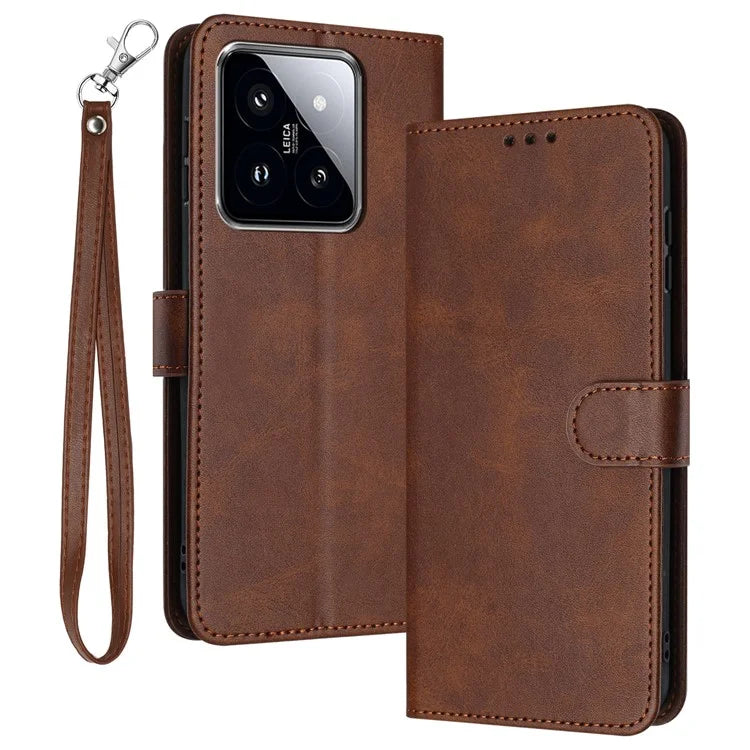 Wholesale Phone Cases for Xiaomi 14 Pro Leather Wallet Cell Phone Stand Calf Texture Cover