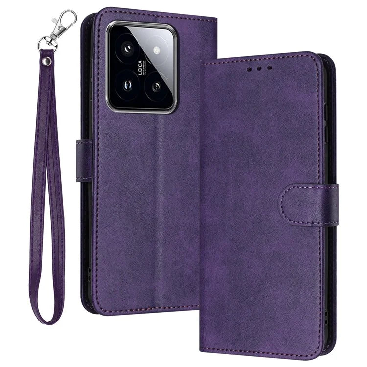 Wholesale Phone Cases for Xiaomi 14 Pro Leather Wallet Cell Phone Stand Calf Texture Cover