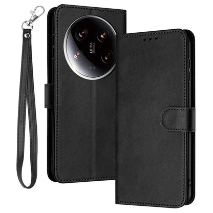 For Xiaomi 14 Ultra Case PU Leather Stand Phone Back Cover with Wrist Strap
