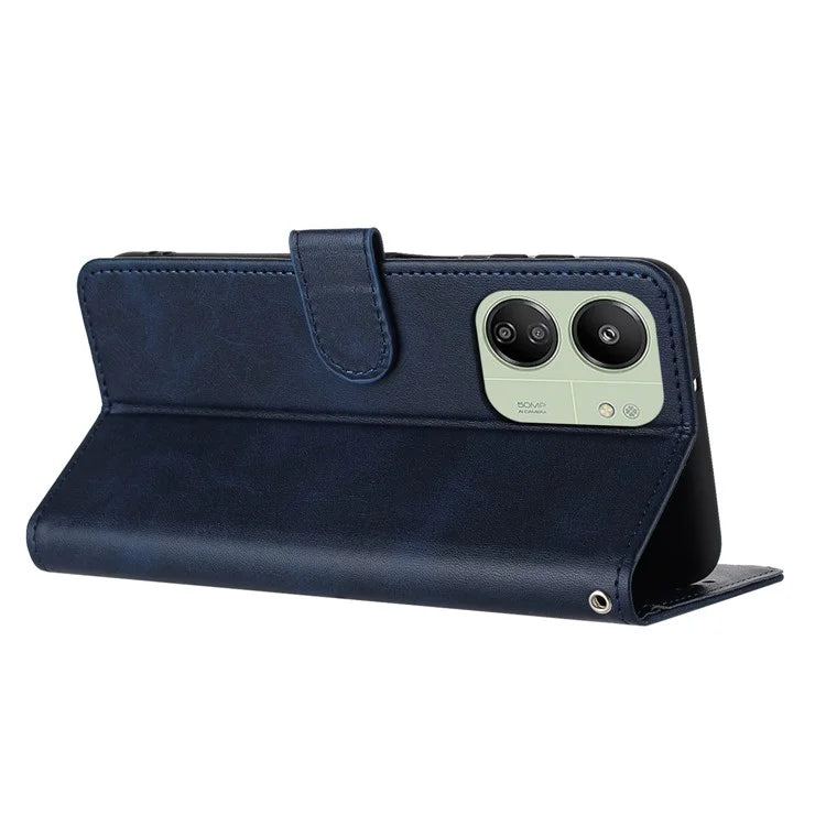 For Xiaomi Redmi 13C 4G / 5G / 13R 5G / Poco C65 4G / Poco M6 5G Case TPU+PU Leather Stand Phone Cover with Wrist Strap