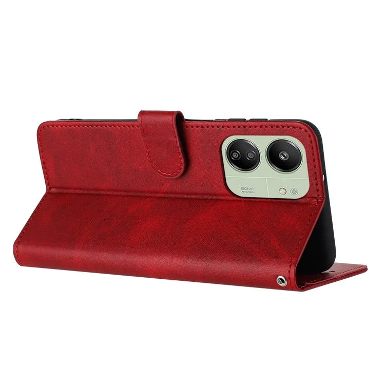 For Xiaomi Redmi 13C 4G / 5G / 13R 5G / Poco C65 4G / Poco M6 5G Case TPU+PU Leather Stand Phone Cover with Wrist Strap