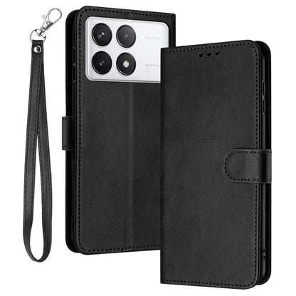 For Xiaomi Poco F6 Pro 5G / Redmi K70 5G / K70 Pro 5G Cover Leather Stand Phone Protective Shell with Wrist Strap