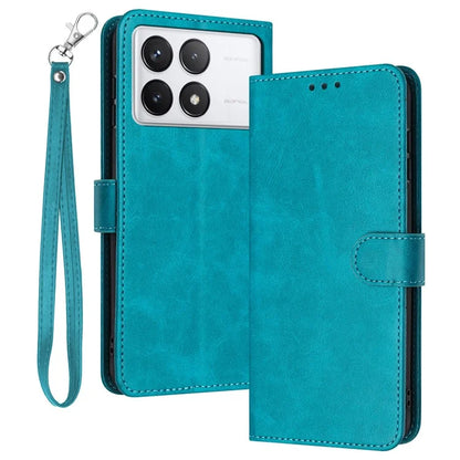 For Xiaomi Poco F6 Pro 5G / Redmi K70 5G / K70 Pro 5G Cover Leather Stand Phone Protective Shell with Wrist Strap