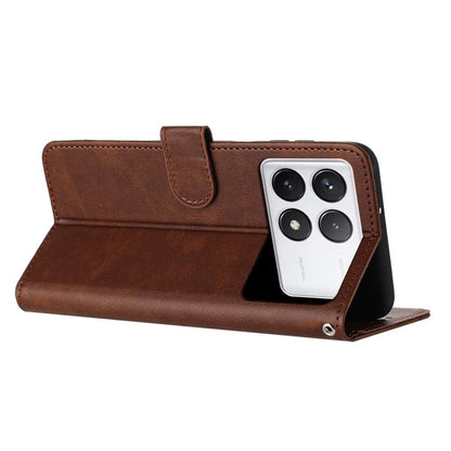 For Xiaomi Poco F6 Pro 5G / Redmi K70 5G / K70 Pro 5G Cover Leather Stand Phone Protective Shell with Wrist Strap