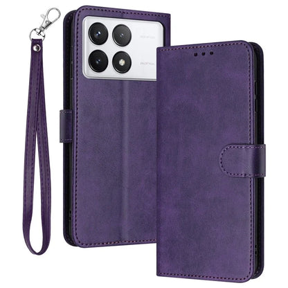 For Xiaomi Poco F6 Pro 5G / Redmi K70 5G / K70 Pro 5G Cover Leather Stand Phone Protective Shell with Wrist Strap