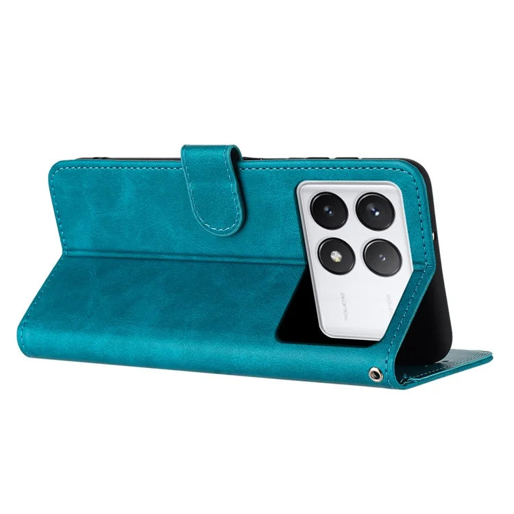 For Xiaomi Redmi K70E 5G / Poco X6 Pro 5G Case TPU+PU Leather Phone Shell with Wrist Strap