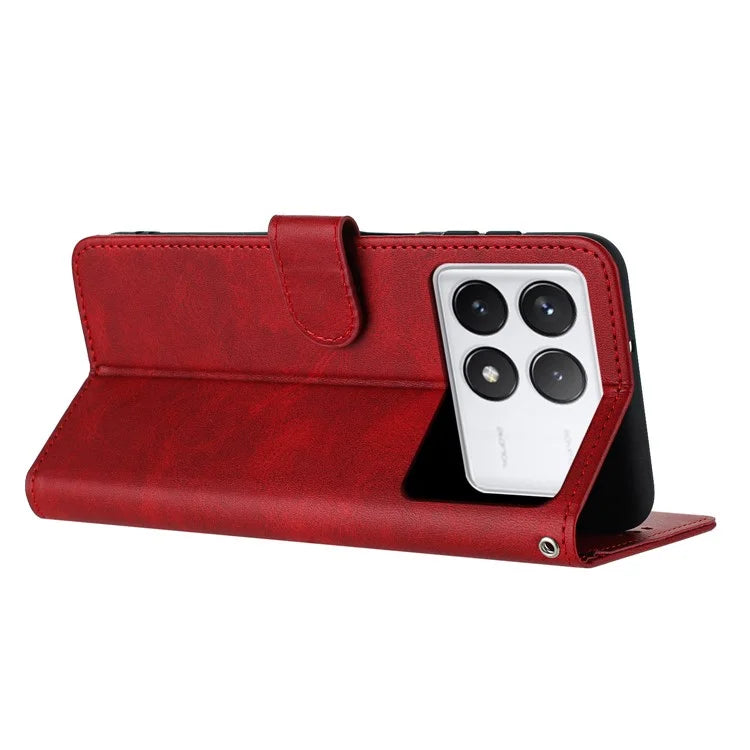 For Xiaomi Redmi K70E 5G / Poco X6 Pro 5G Case TPU+PU Leather Phone Shell with Wrist Strap