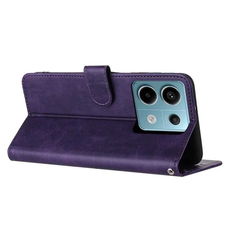 Phone Stand Case for Xiaomi Redmi Note 13 Pro 5G / Poco X6 5G PU Leather Wallet Anti-Fall Phone Cover with Stand