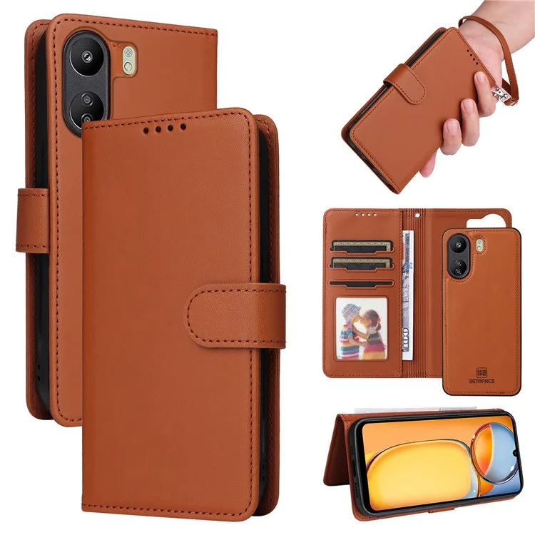 BETOPNICE 005 For Xiaomi Redmi 13C 4G / Poco C65 4G Leather Case 2-in-1 Magnetic Detachable Phone Cover